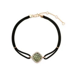 Pulsera Granate Verde Y Diamantes Rombo New Wave