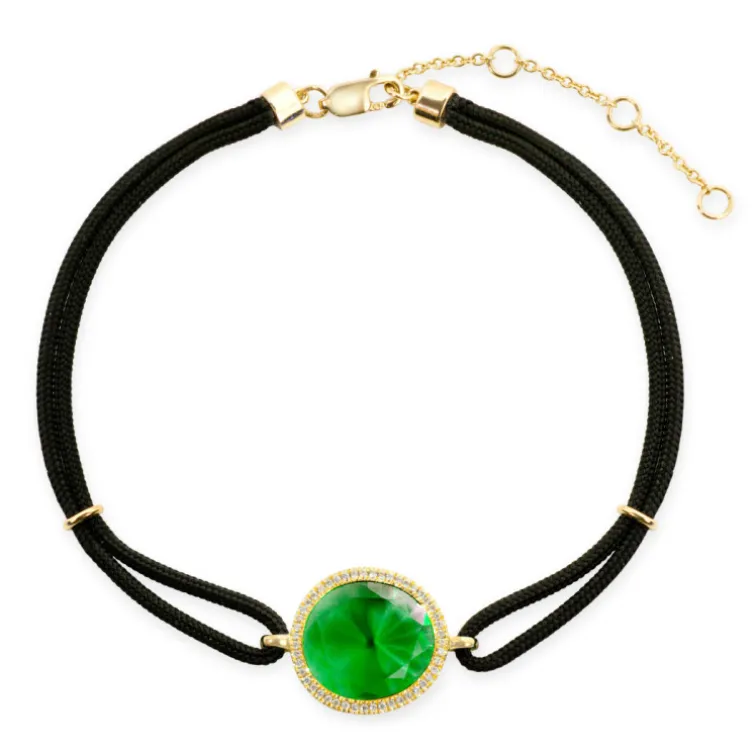 Pulsera Granate Verde Y Diamantes New Wave