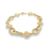Pulsera Mujer Oro Amarillo Eslabones 5 Trébol Mujer