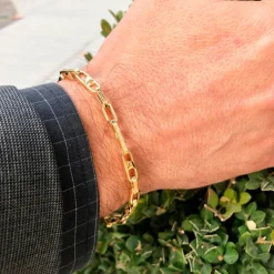 Pulsera Oro 18K Eslabon Barra 21Cm