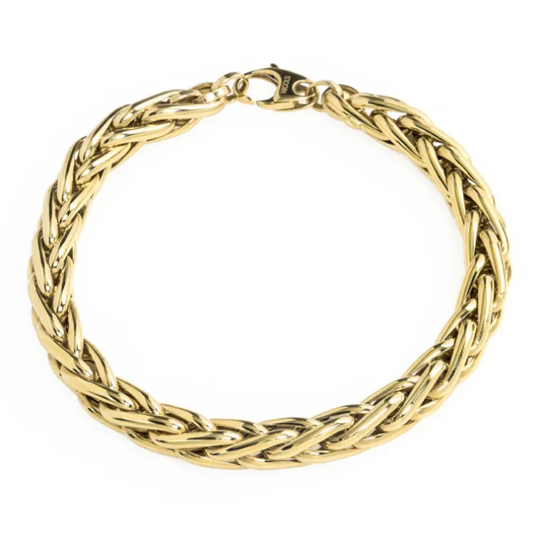 Pulsera Oro 18K Eslabon Trenza Tubo 6Mm