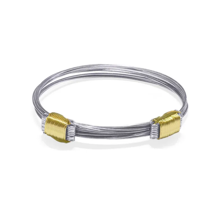 Pulsera Plata Oro Amarillo Nudo Corredera 8 Hilos