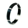 Pulsera Plata y Caucho Unisex Bóveda Gallón Doble 12mm