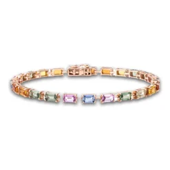 Pulsera Riviere Zafiros Colores Oro Rosa Rainbow