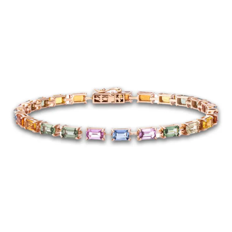 Pulsera Riviere Zafiros Colores Oro Rosa Rainbow
