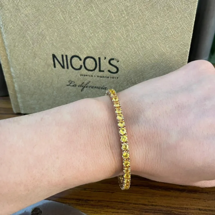 Pulsera Zafiros Amarillo 9.50Ct Oro Rosa Rainbow