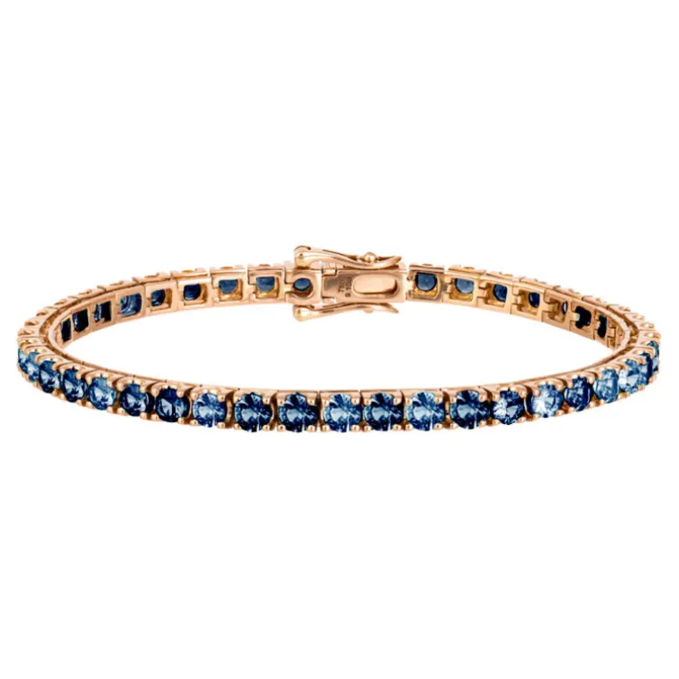 Pulsera Zafiros Azul Claro 9.50Ct Oro Rosa Rainbow