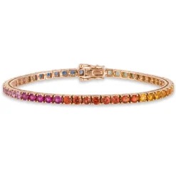Pulsera Zafiros Colores Oro Rosa Rainbow
