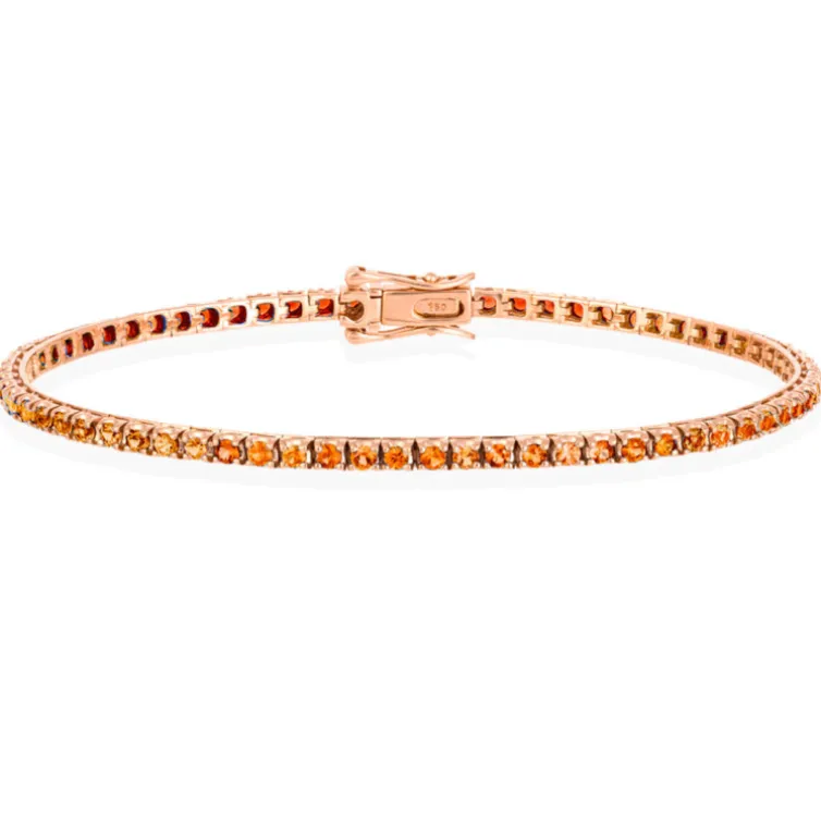 Pulsera Zafiros Naranjas 3.80Ct Oro Rosa Rainbow