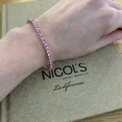 Pulsera Zafiros Rosa Claro 6.30Ct Oro Rosa Rainbow